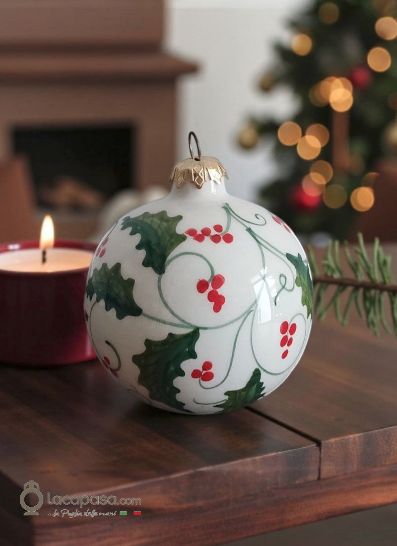 AGRIFOGLIO - Pallina di Natale in ceramica - Lacapasa.com