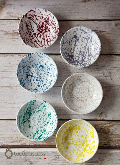ASPARAGO - Set 6 Piatti Fondi ceramica - decoro Macchia - Lacapasa.com