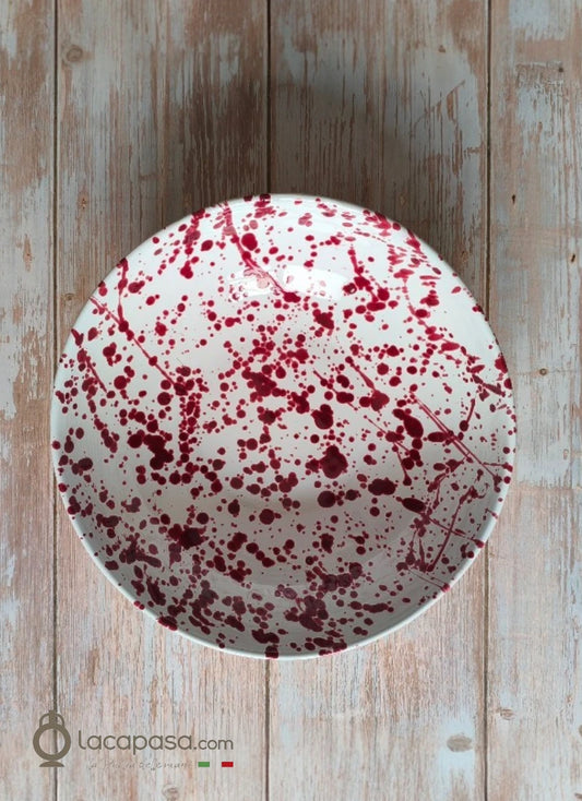 Insalatiera in ceramica - decoro Macchia bordeaux - Lacapasa.com
