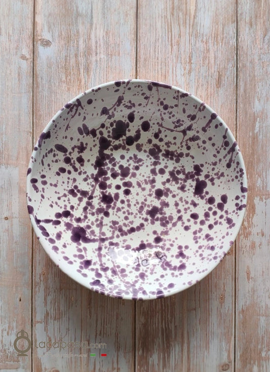 Insalatiera in ceramica - decoro Macchia viola - Lacapasa.com
