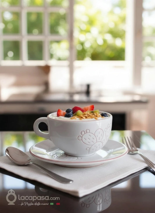 KAKTUSFEIGE - Frühstückstasse aus weißer Keramik