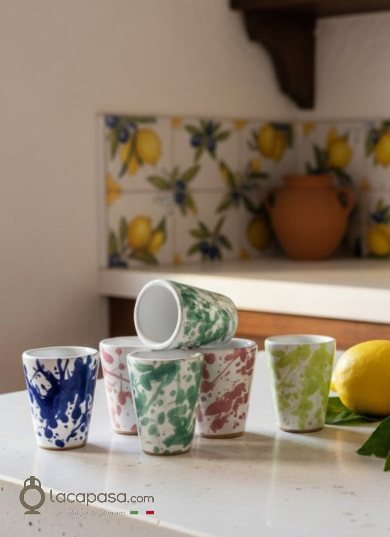 SET 6 Limoncello-Gläser aus Keramik - Dekor Macchia