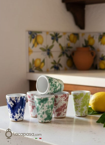 SET 6 Limoncello-Gläser aus Keramik - Dekor Macchia