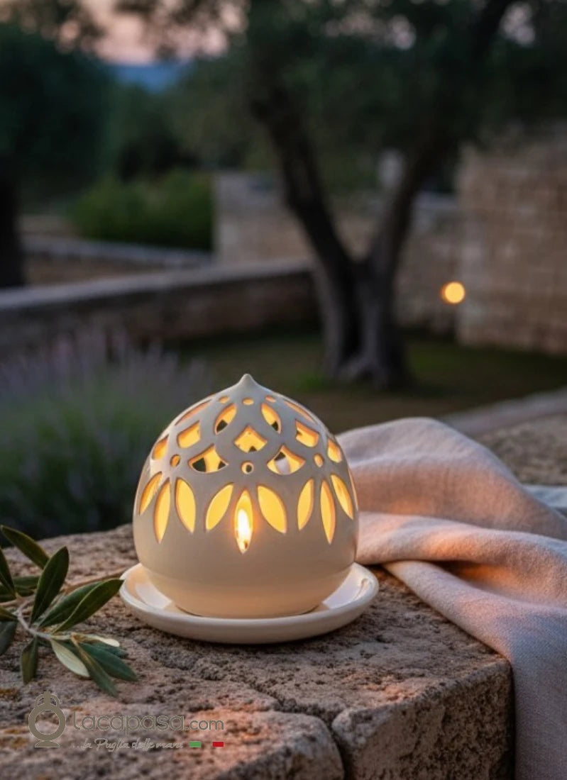 SALICE - Porta candela in ceramica di Grottaglie - Lacapasa.com